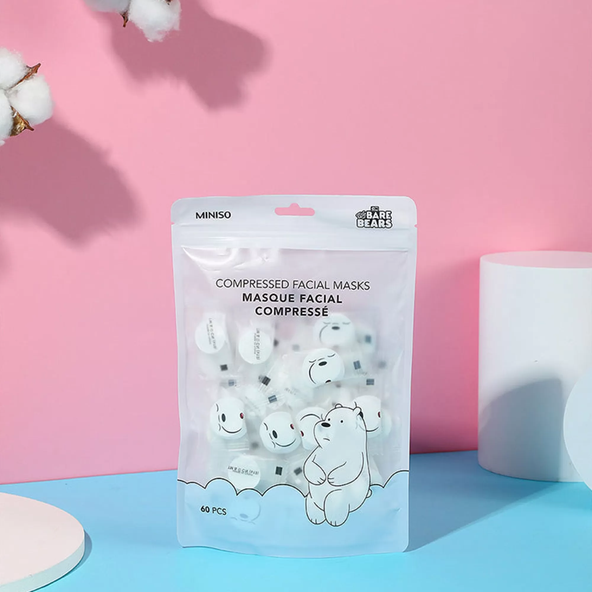 MINISO We Bare Bears-40 Maschere Facciali Bianche Di We Bare Bears