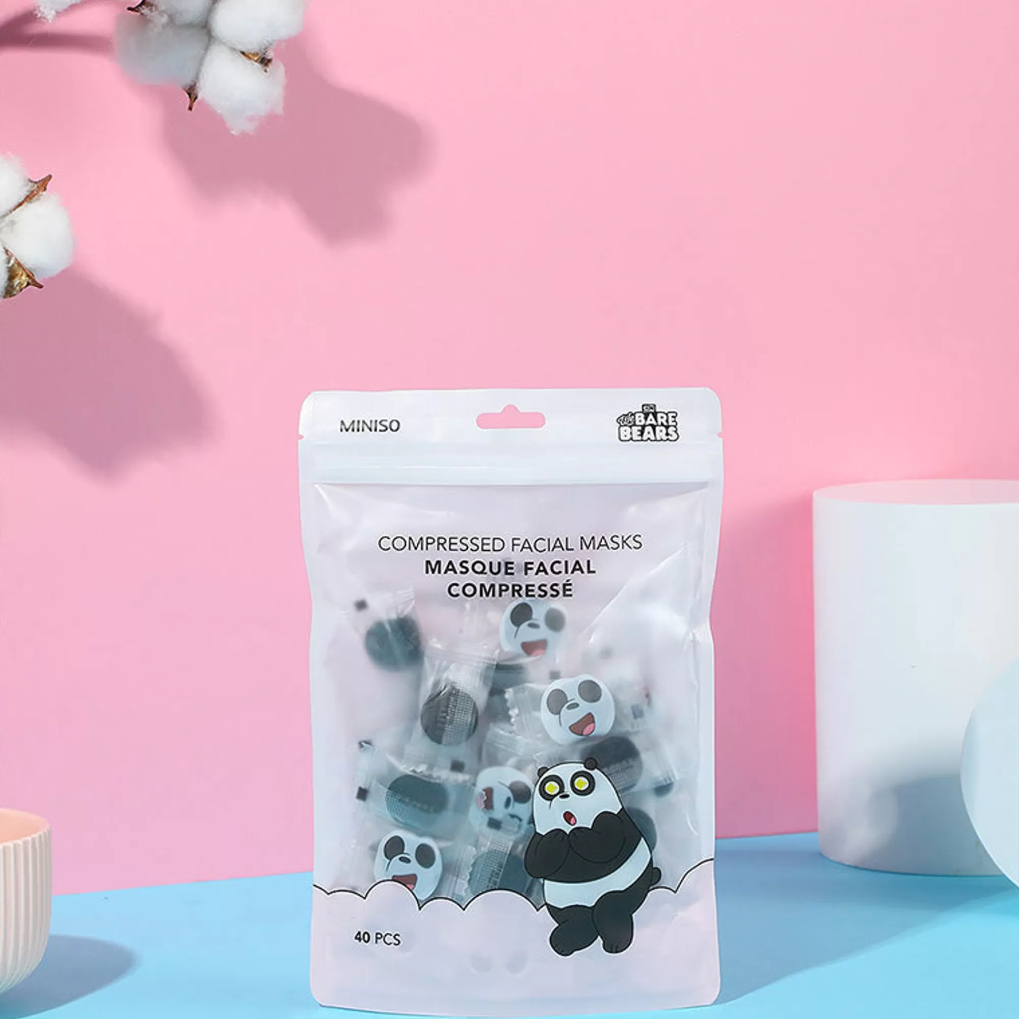 MINISO We Bare Bears-40 Maschere Facciali Nere Di We Bare Bears