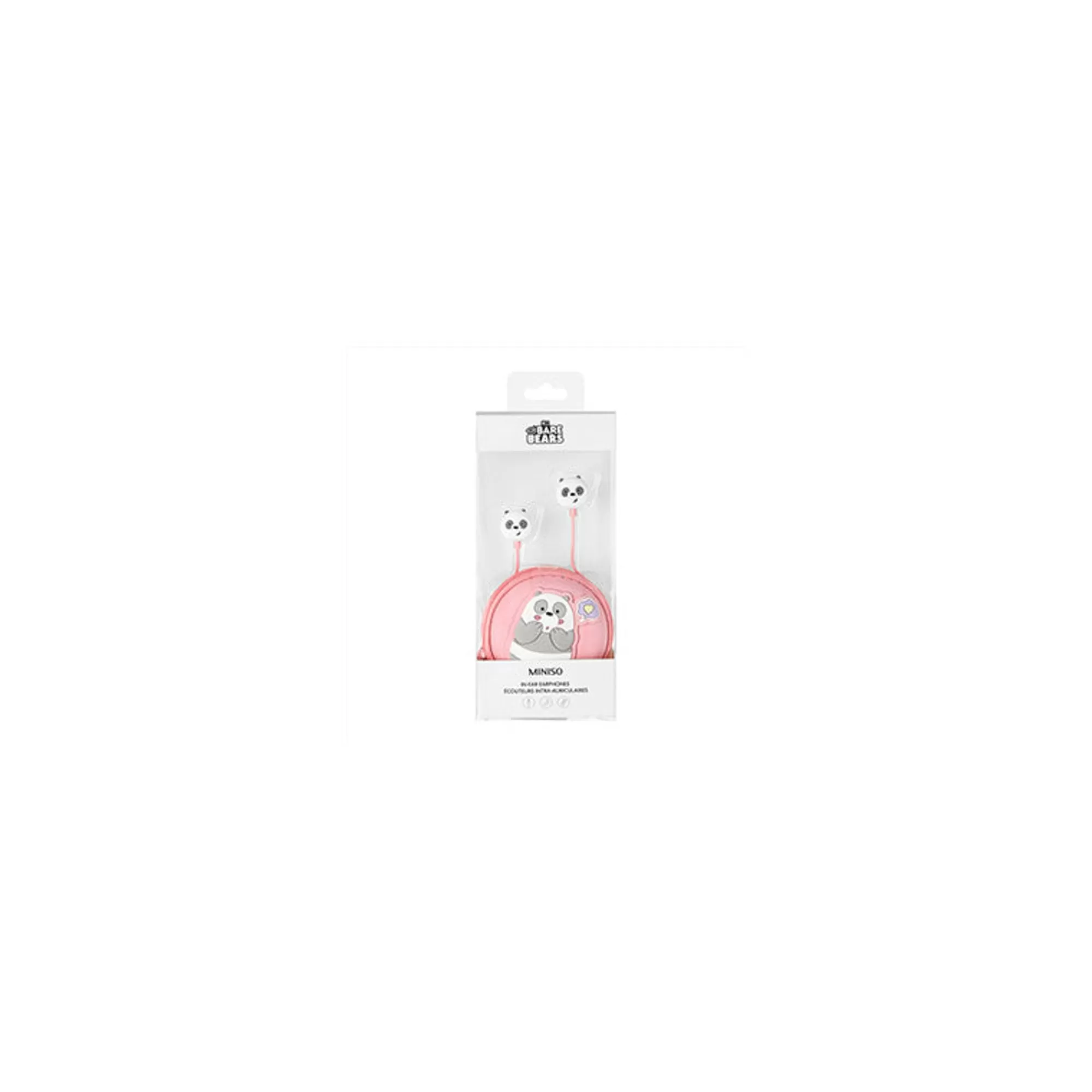 MINISO Earphones & Headphones-Auricolari Panda Di We Bare Bears Rosa