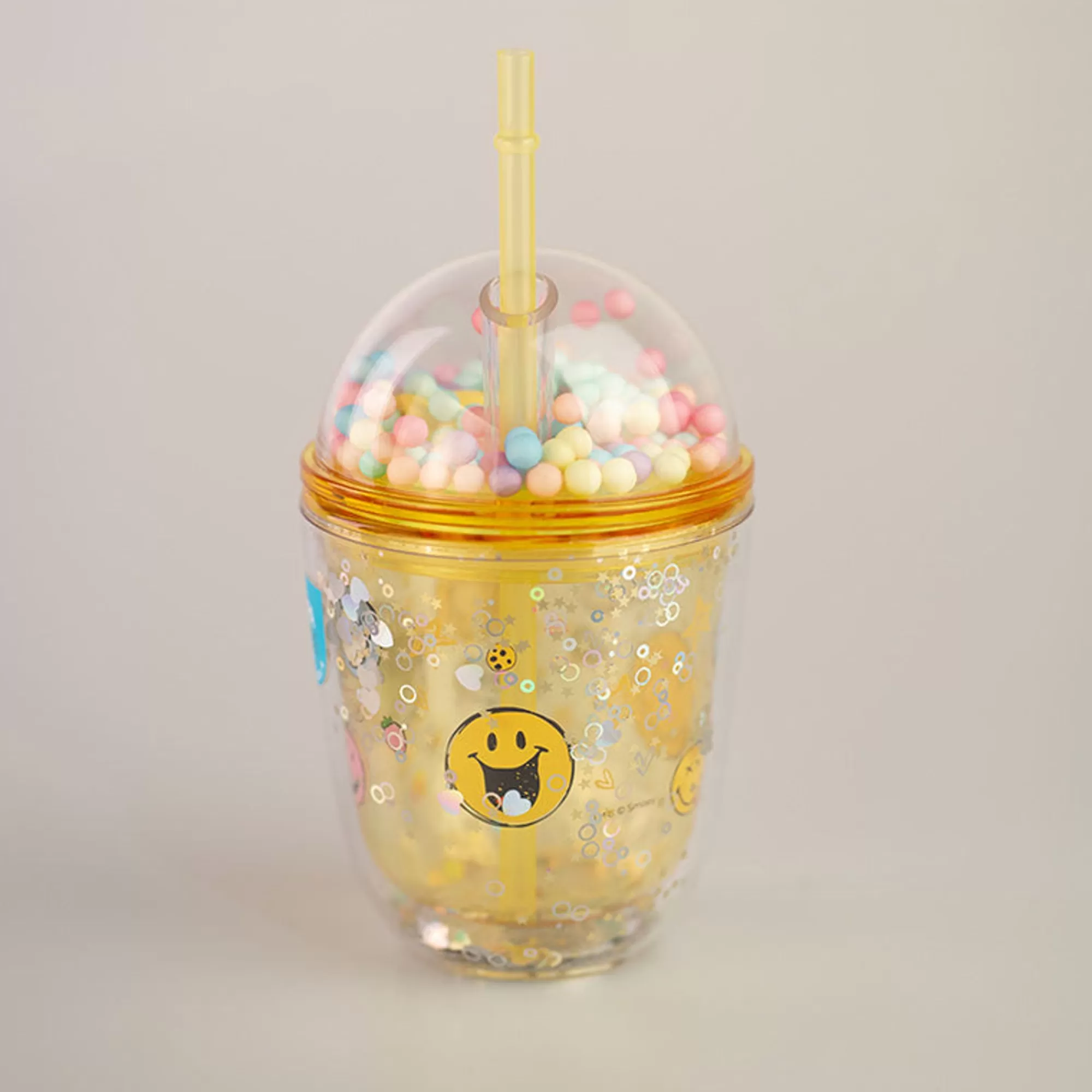 MINISO Smiley World-Bicchiere Con Cannuccia Collezione Smiley World