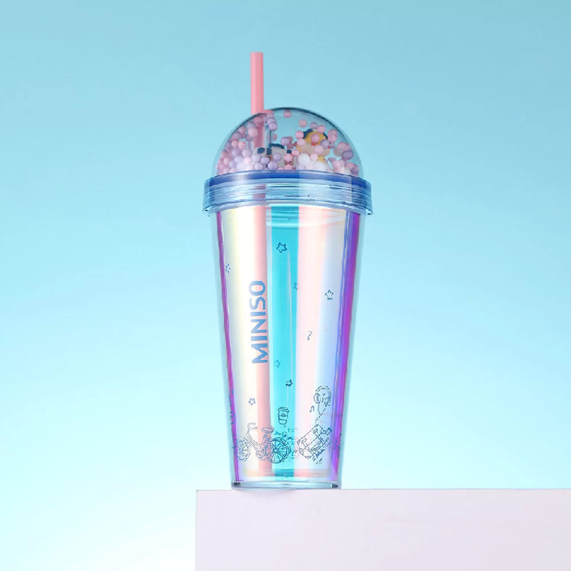 MINISO Borse & Zaini-Borraccia Con Cannuccia (420Ml)