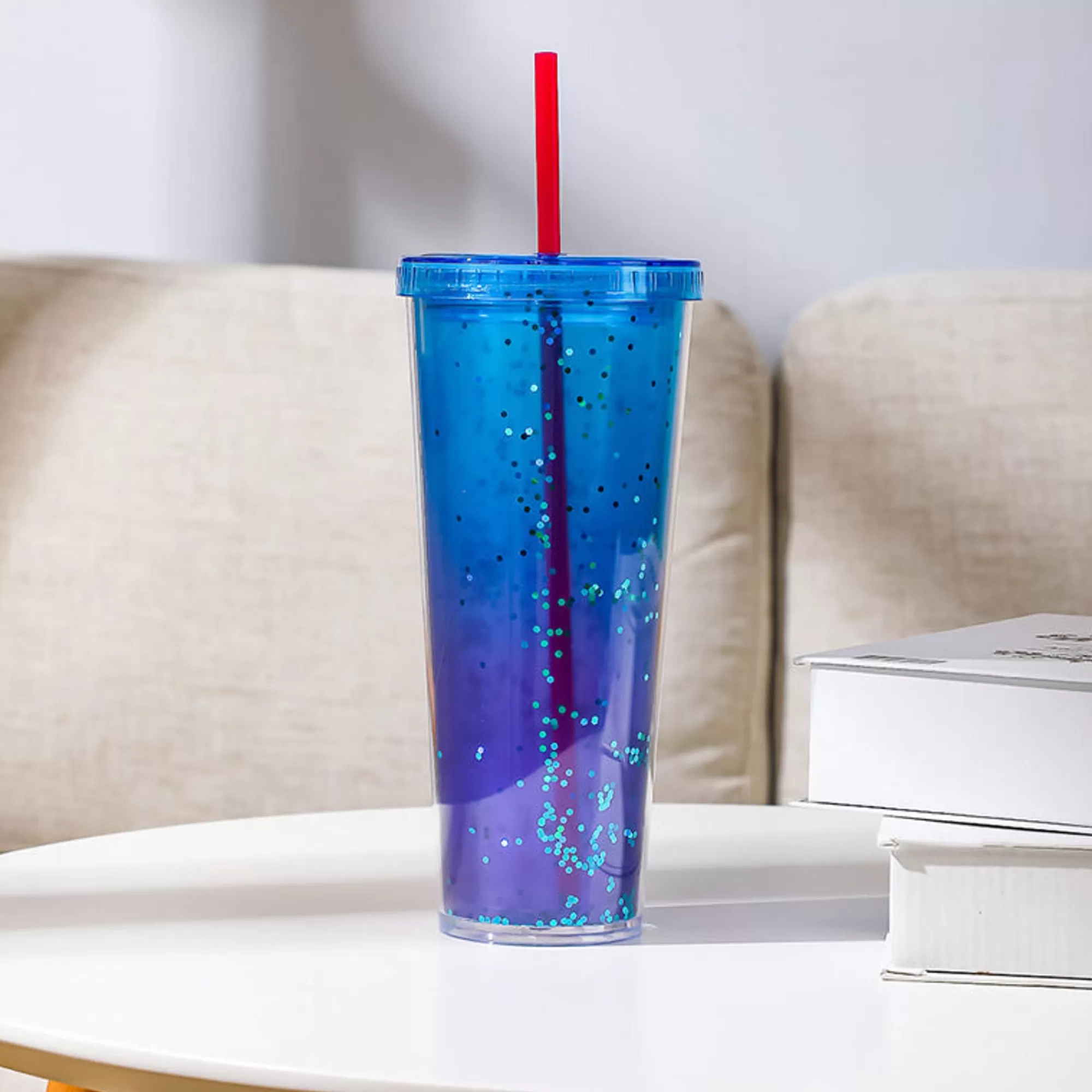 MINISO Borse & Zaini-Borraccia Xl In Plastica Con Cannuccia Blu