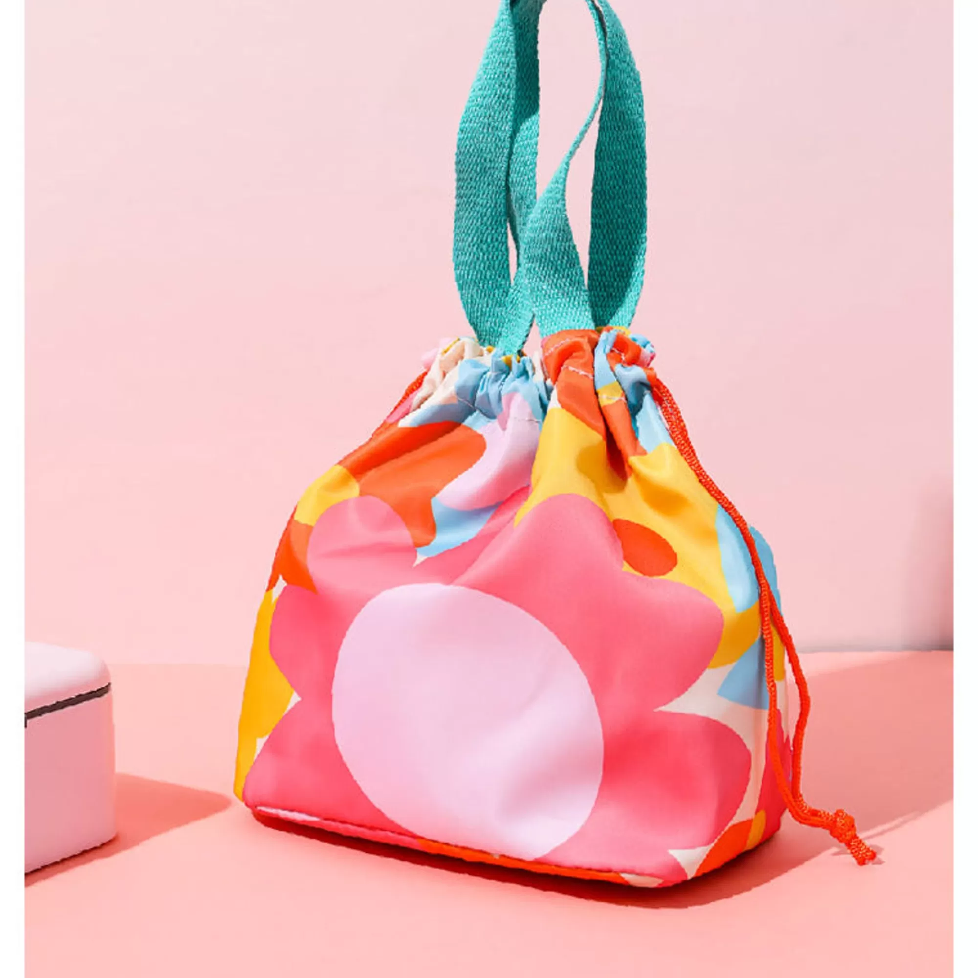 MINISO Storage Box & Organizer-Borsa Porta Pranzo Fantasia Fiori - Rosa