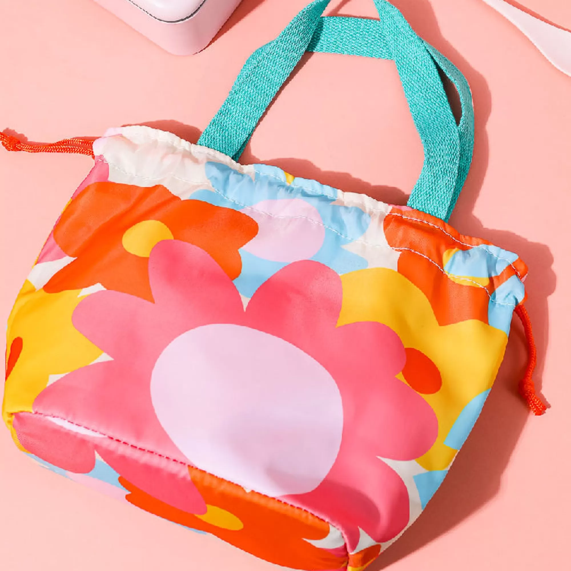 MINISO Storage Box & Organizer-Borsa Porta Pranzo Fantasia Fiori - Rosa