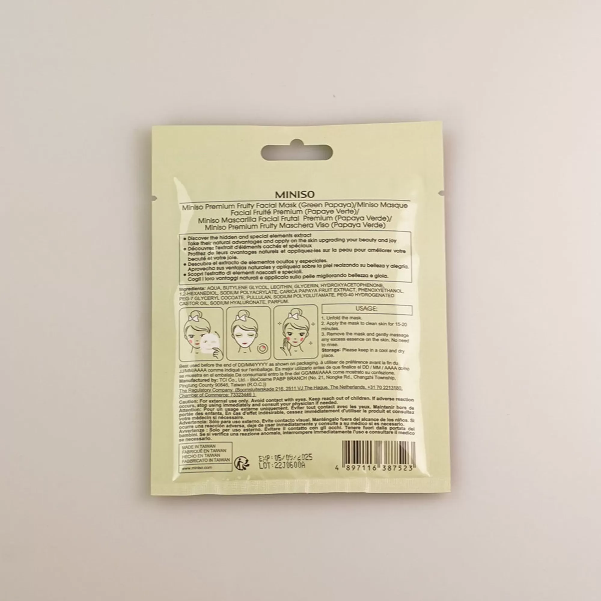 MINISO Skin Care-Maschera Per Il Viso - Papaya Verde