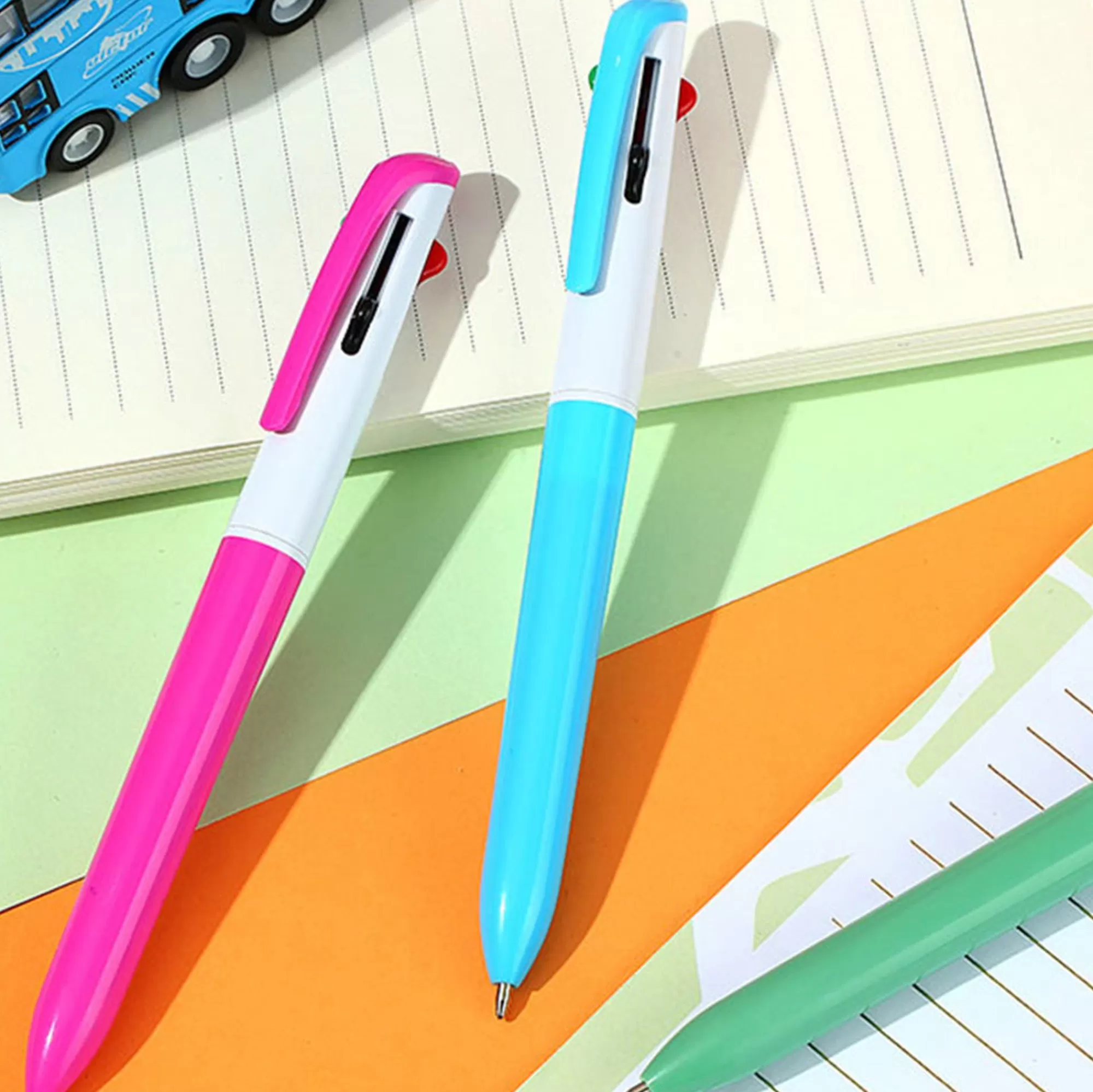 MINISO Penne E Pennarelli-Penna Con 4 Colori Impugnatura Blu