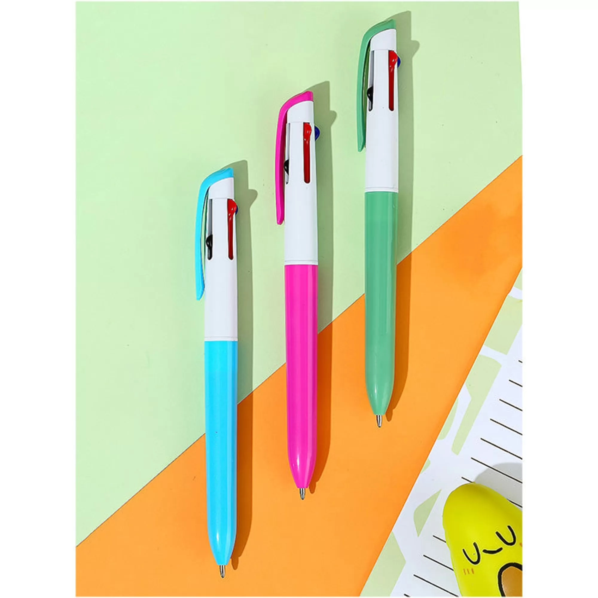 MINISO Penne E Pennarelli-Penna Con 4 Colori Impugnatura Rosa
