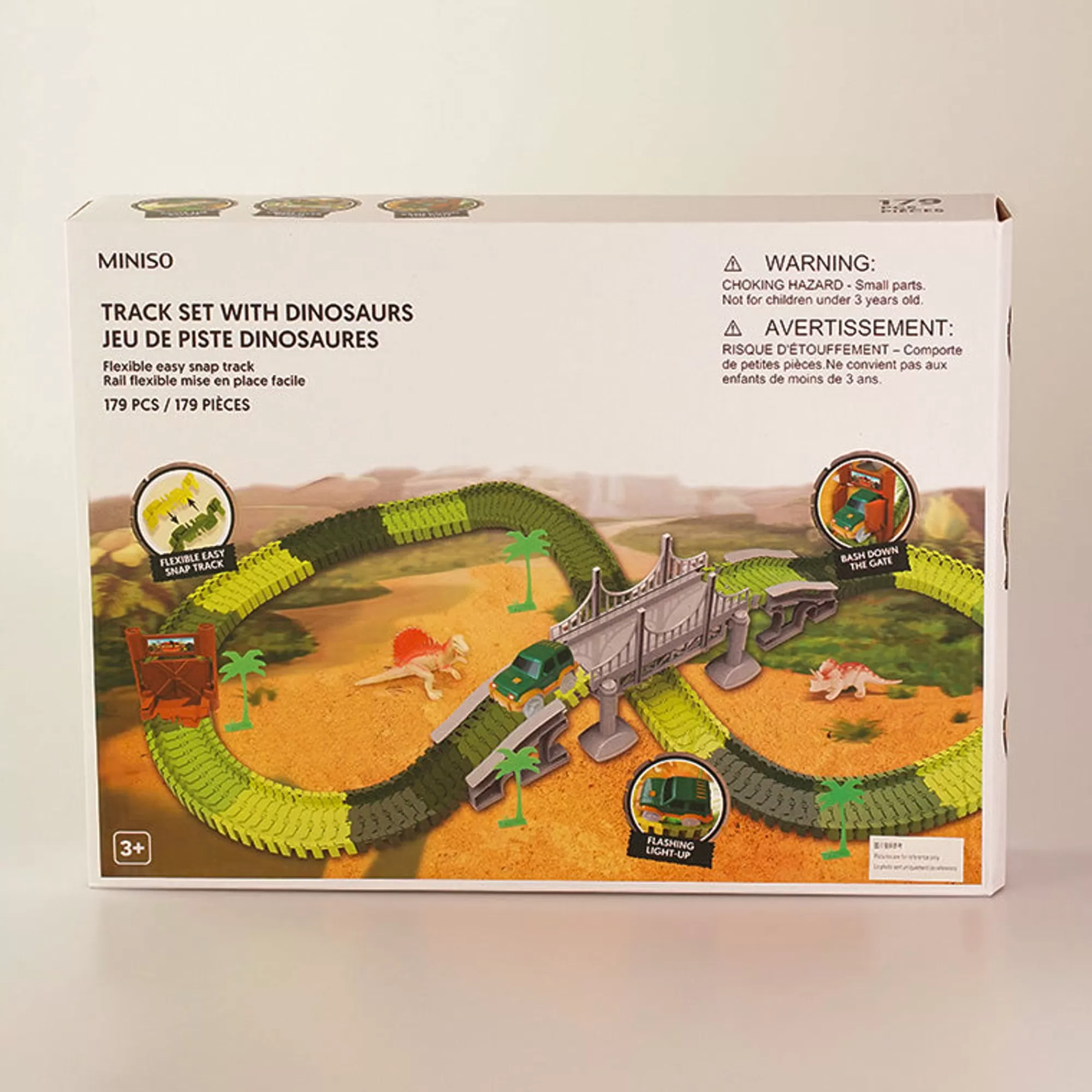 MINISO Toys-Pista Delle Macchinine Con Dinosauri.
