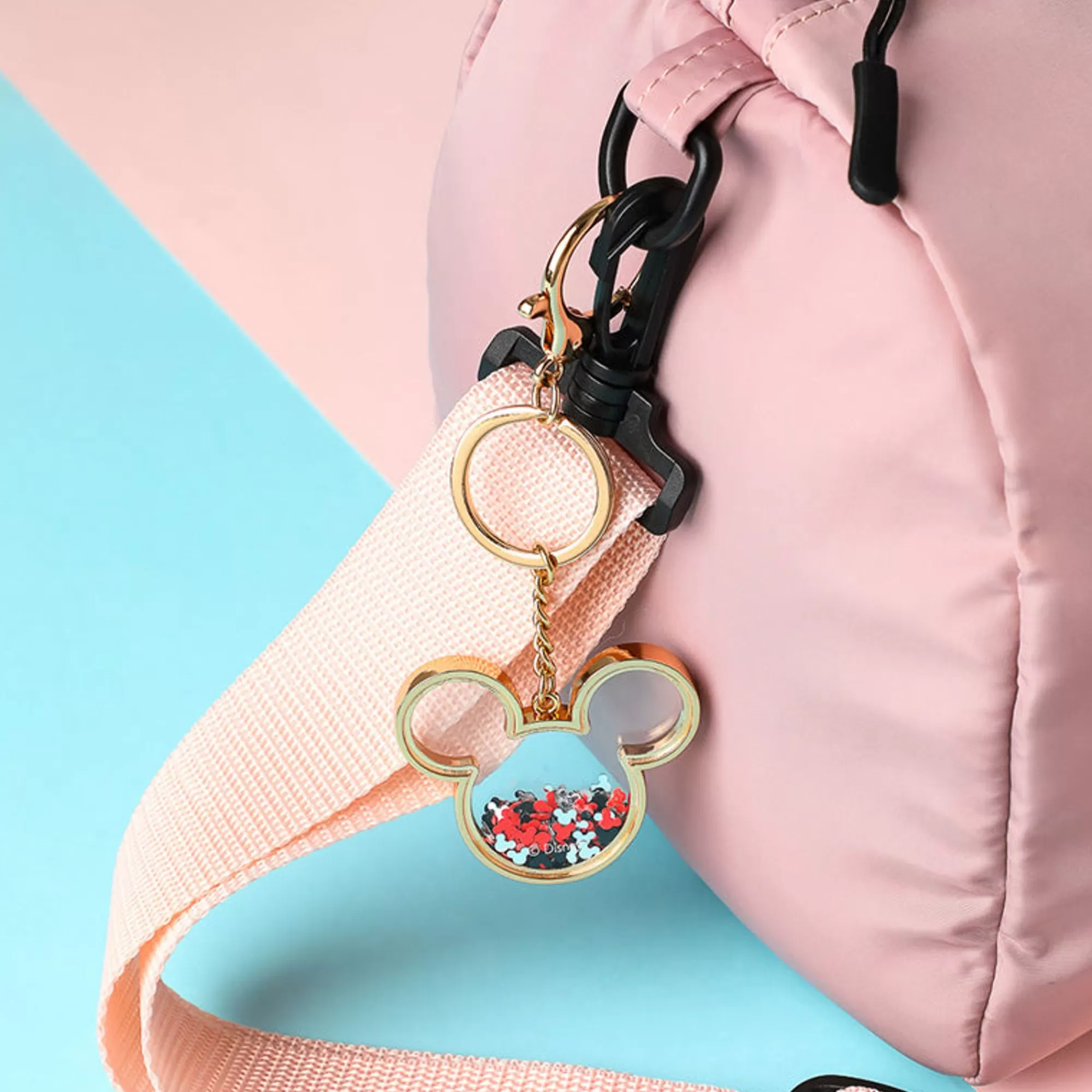 MINISO Disney-Portachiavi Mickey Mouse Glitterato Oro