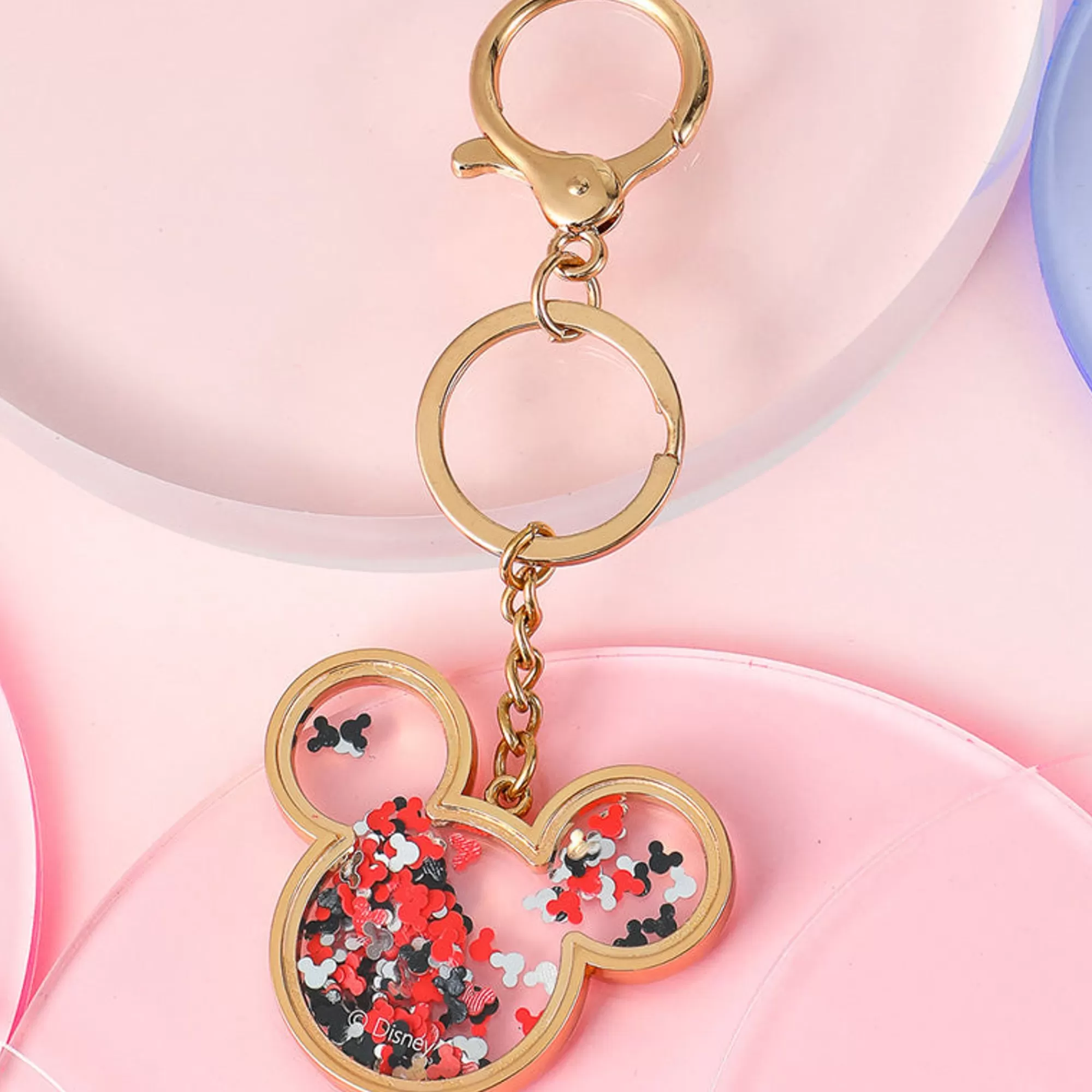 MINISO Disney-Portachiavi Mickey Mouse Glitterato Oro