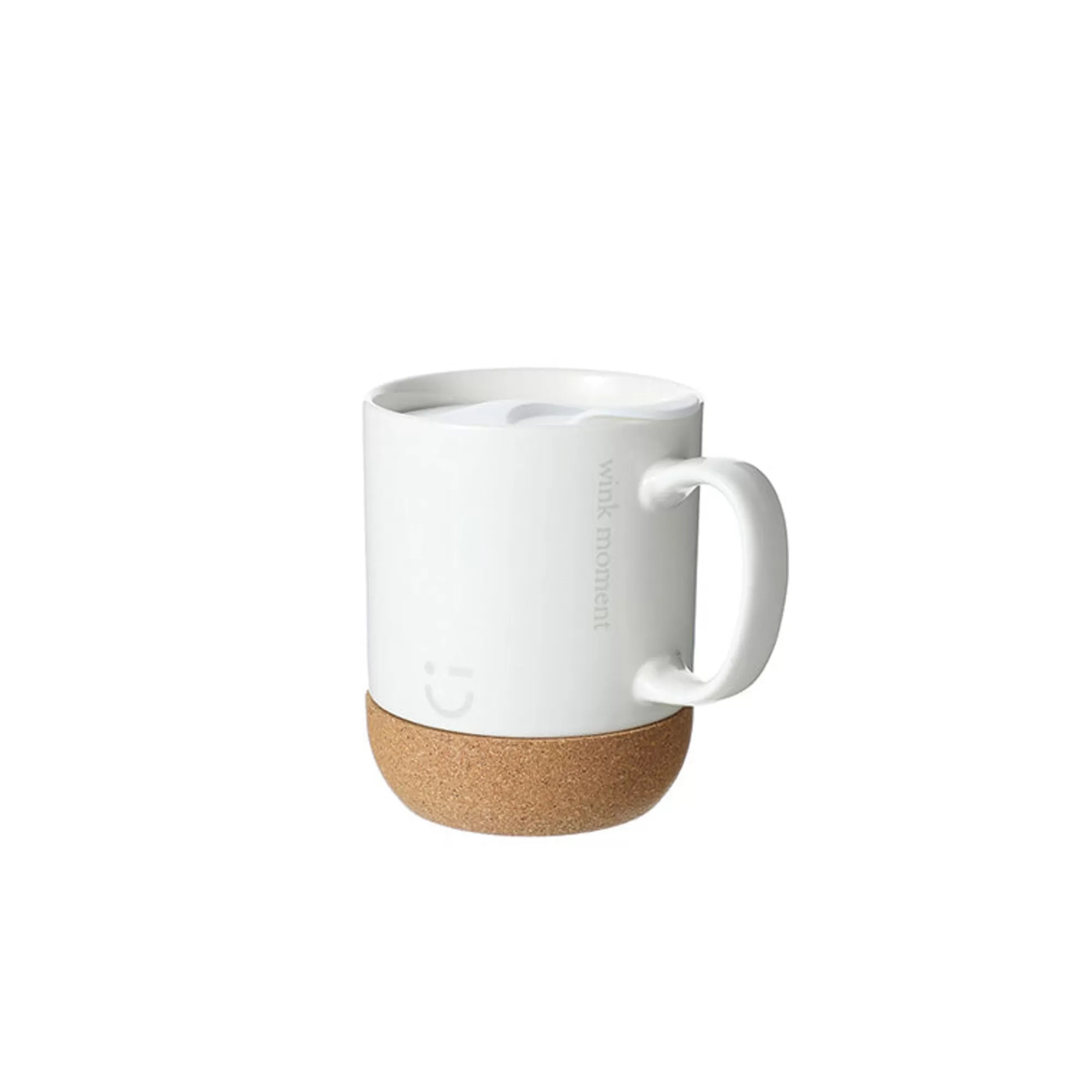 MINISO Storage Box & Organizer-Tazza Bianca Con Coperchio E Base In Sughero