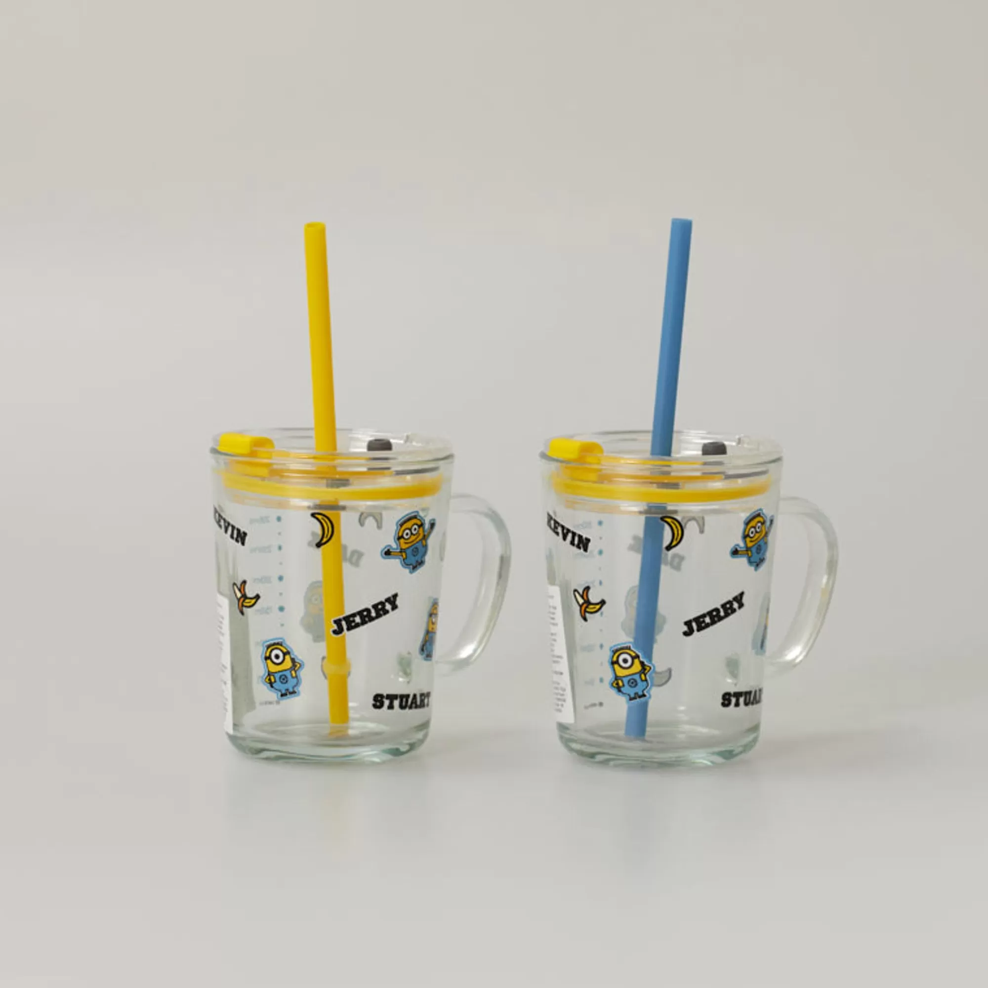 MINISO Minions-Tazza In Vetro Con Cannuccia - Minions (1Pz) (400Ml)
